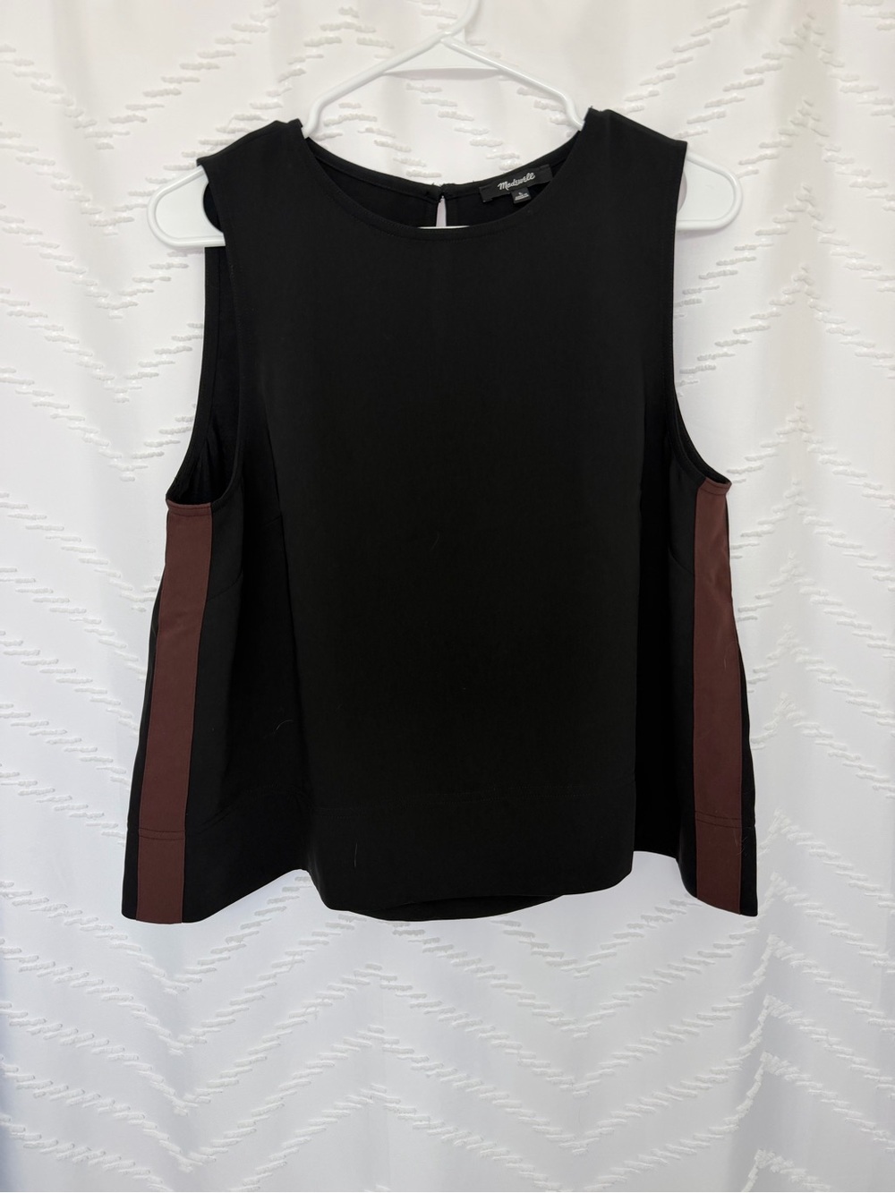 Madewell Black Tank with Brown Side Panels